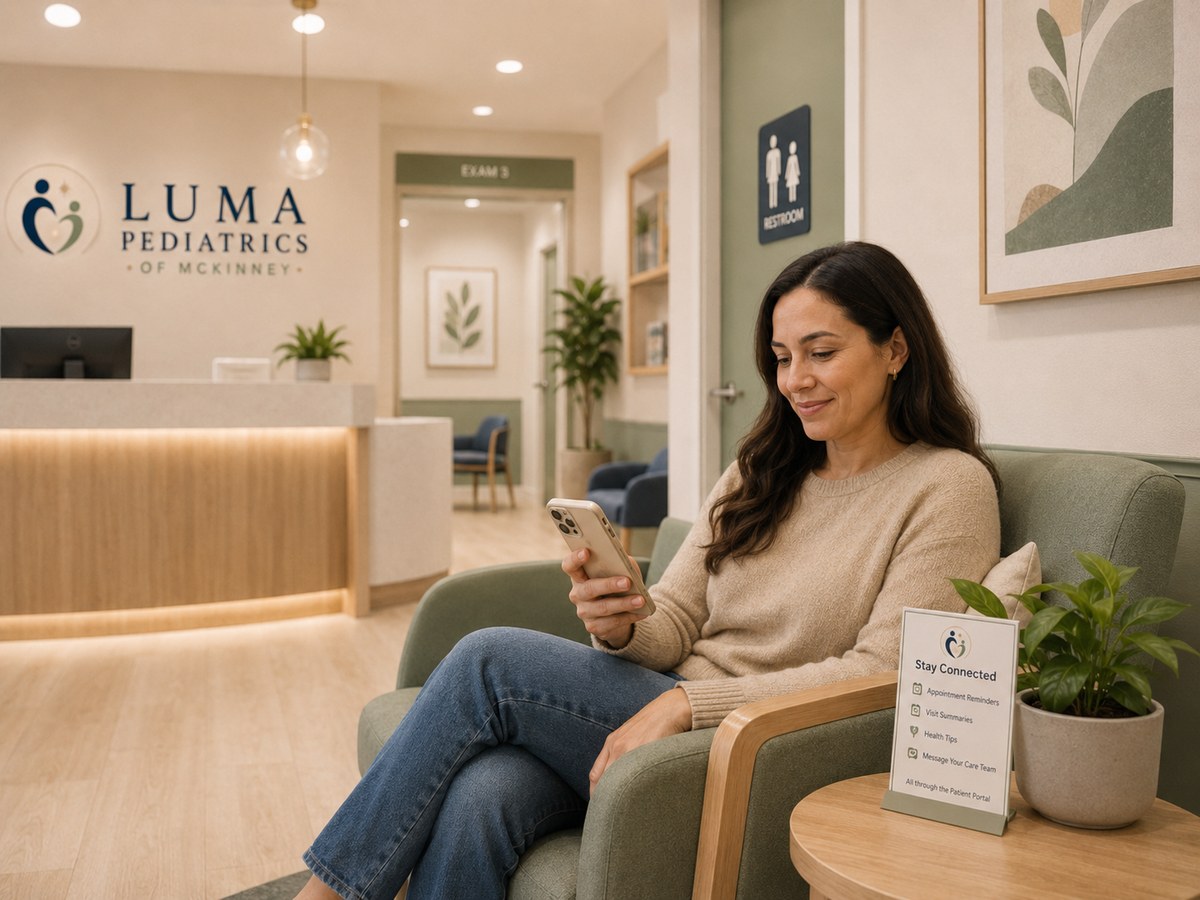 A parent reviewing a visit summary and telehealth follow-up on their phone